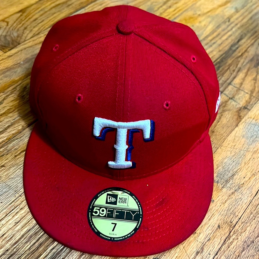 Official on file cap red “T” Texas Rangers